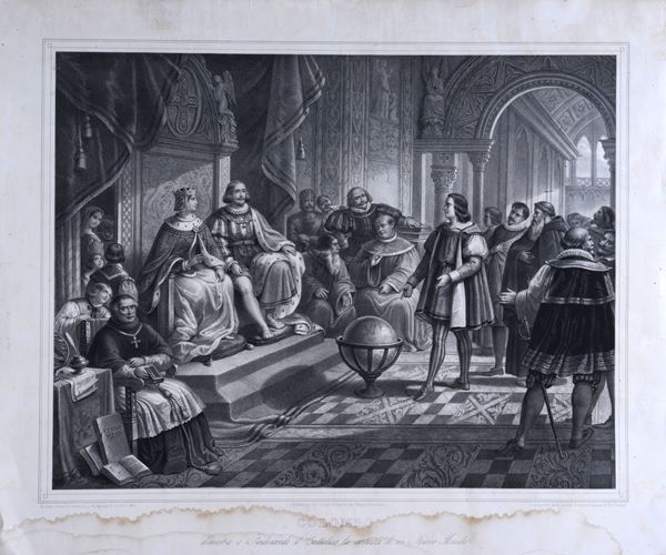 Colombo dimostra a Ferdinando Il Cattolico la certezza di un Nuovo Mondo