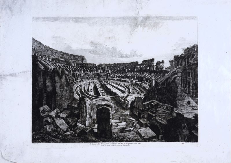 Interno del Colosseo scavato nel 1813 e ricoperto nel 1814
