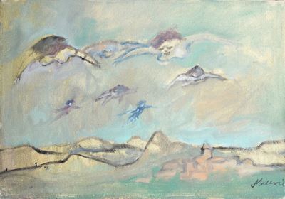 Paesaggio con Figure nel Cielo