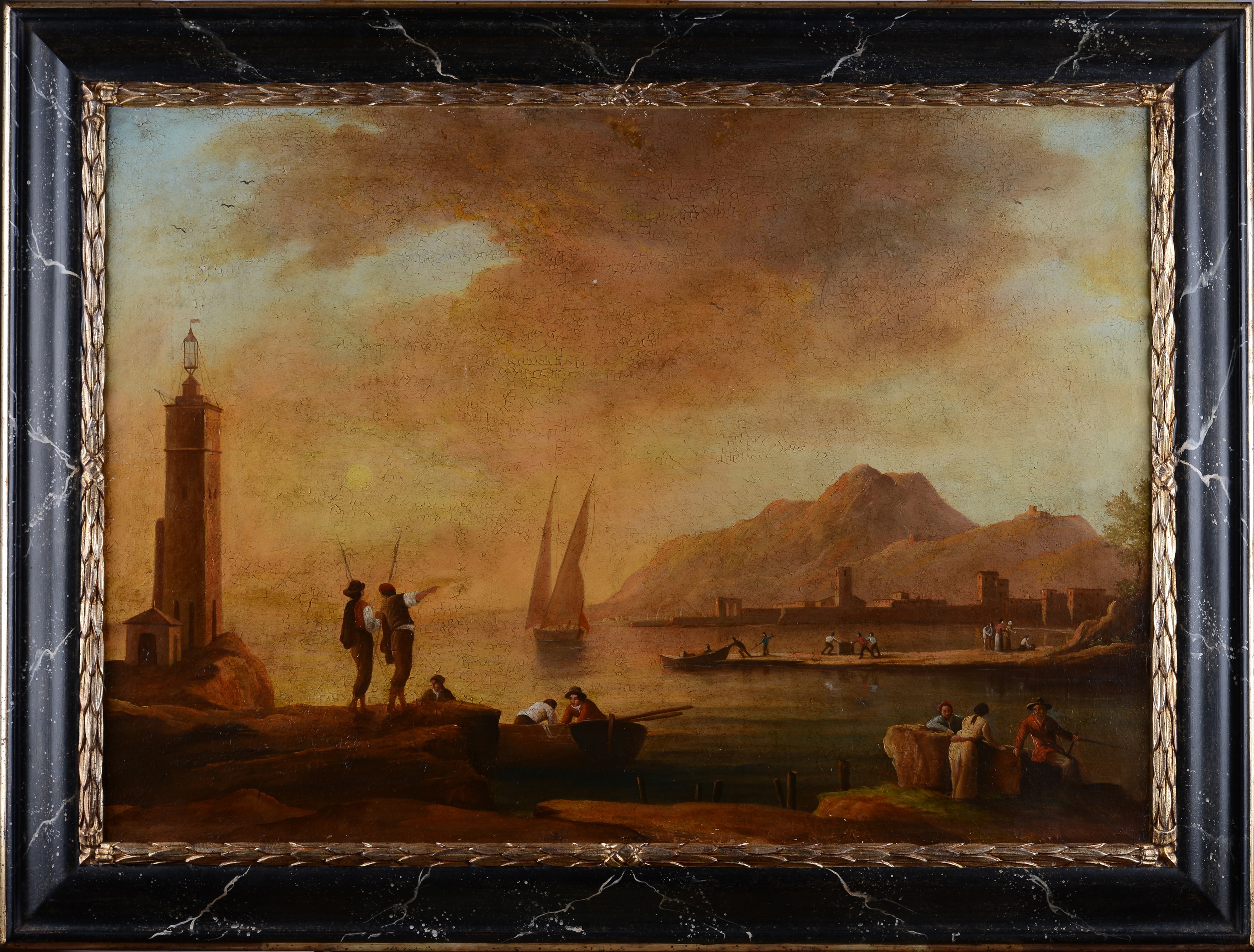 Anonimo, XIX Sec. - Porto con Figure