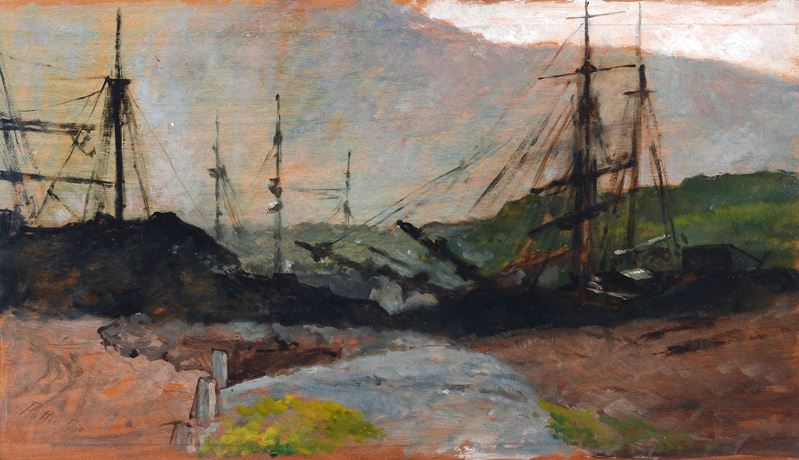 Scuola di Giovanni Fattori - Velieri in Disuso