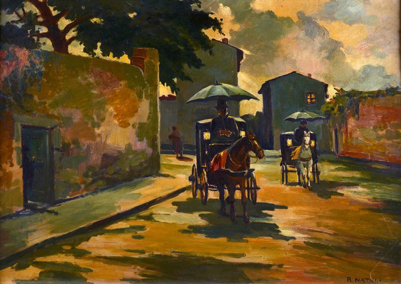 Attr. a Renato Natali - Strada con Carrozzelle