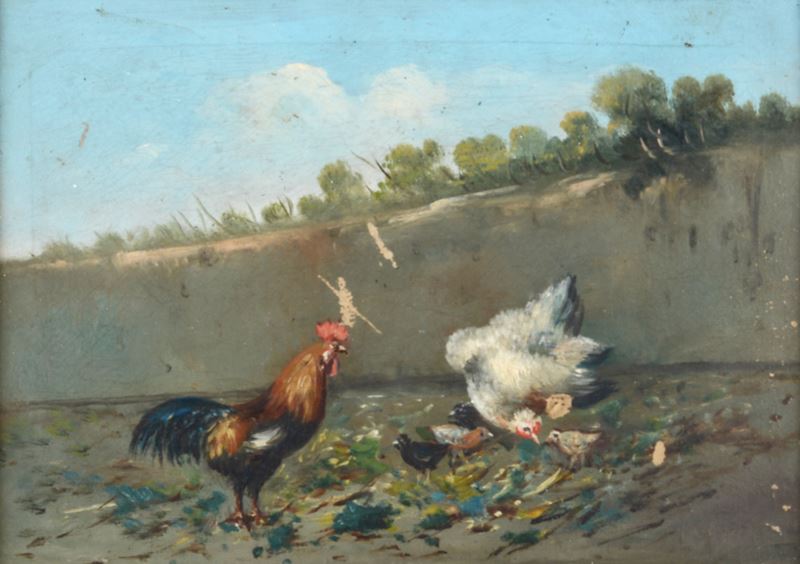 Anonimo, XX Sec. - Gallo e Gallina