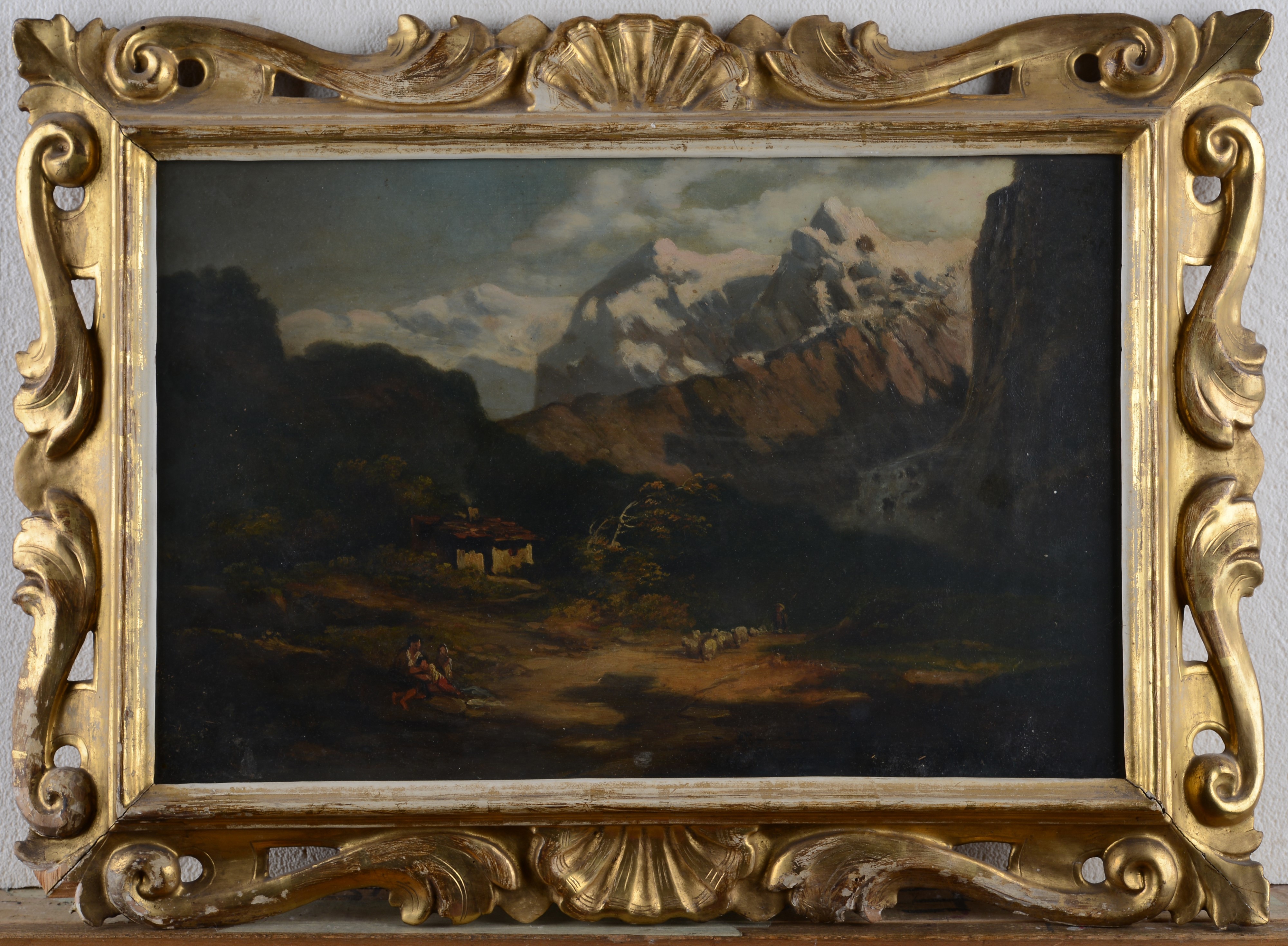 Paesaggio montano con figure