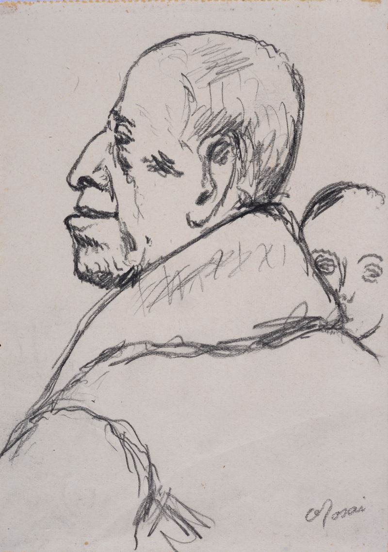 Ottone Rosai - Ritratto di Giuliotti, matita su carta
