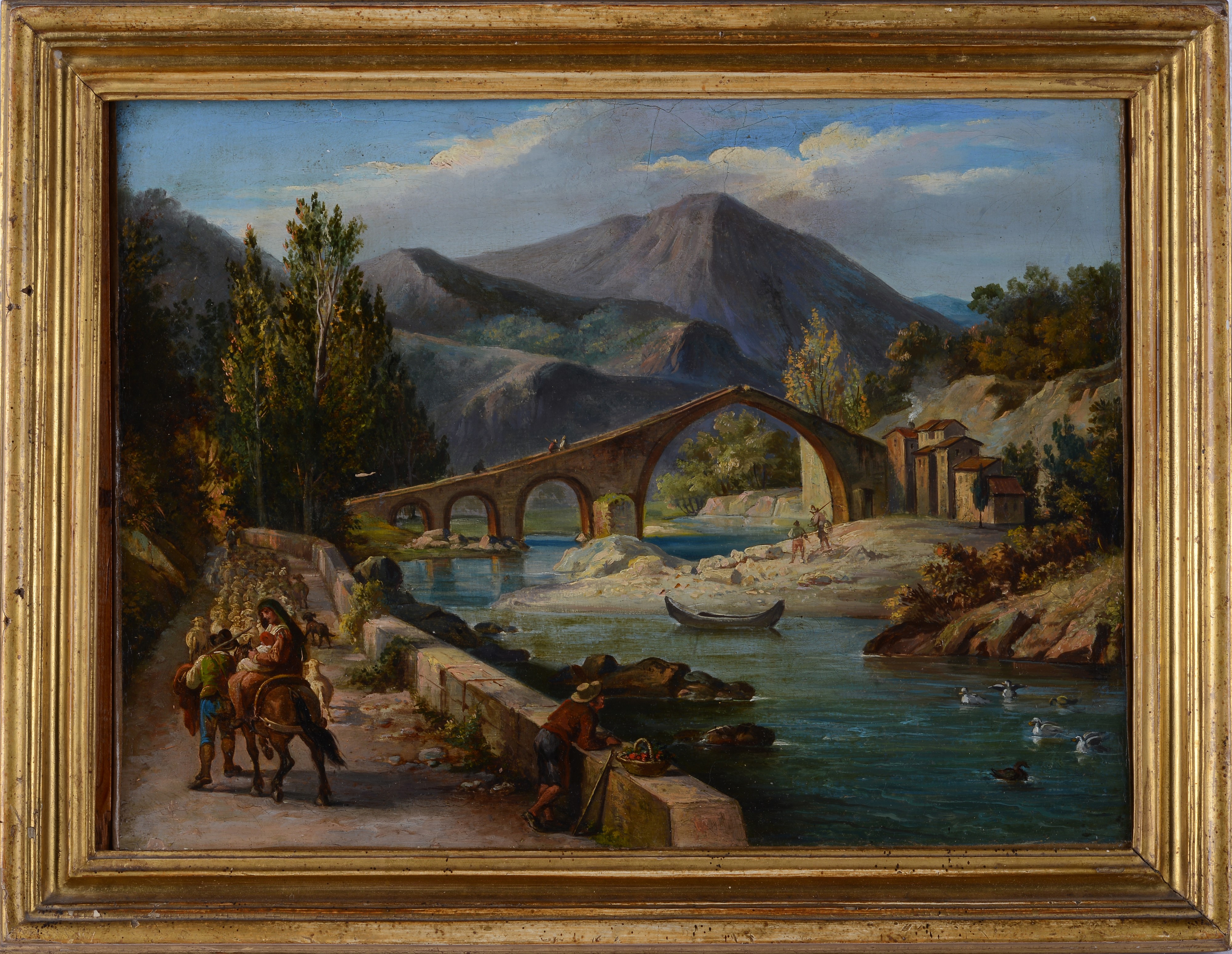 Paesaggio con ponte e fiume