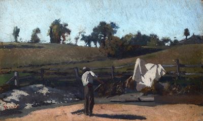 Contadino sull’aia