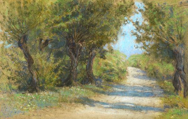 Alfredo  Cini - Paesaggio con alberi