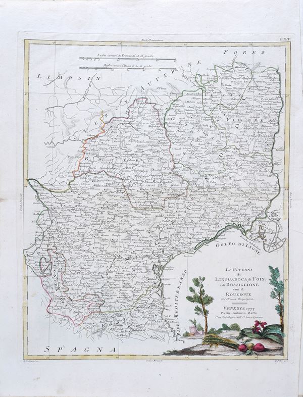 I governi di Linguadoca, di Foix e di Rossiglione  - Litografia  - Asta STAMPE ANTICHE, DISEGNI E CARTE GEOGRAFICHE - Pananti Online