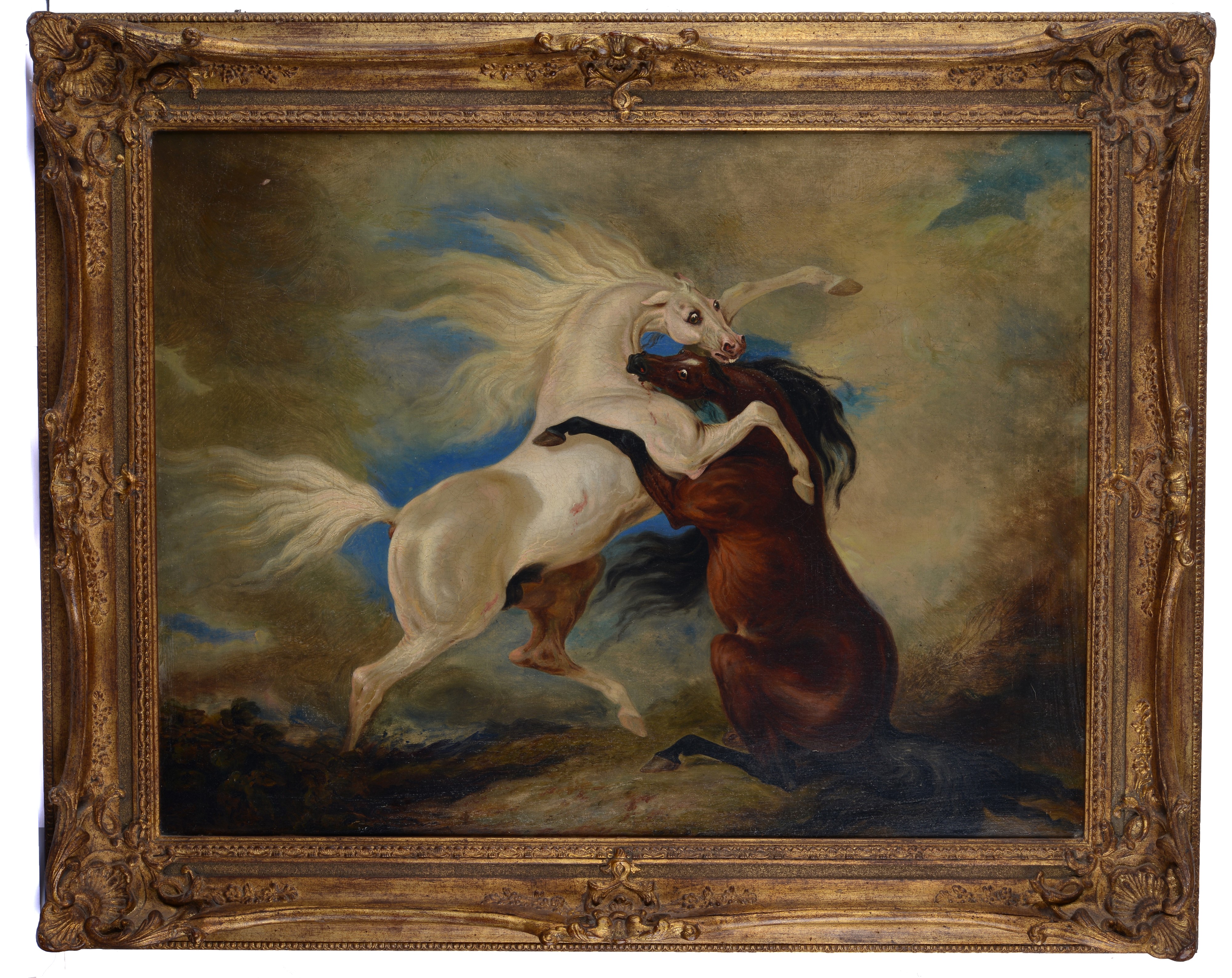 Attr. a Alfred Dehodencq - Combattimento di Cavalli Arabi