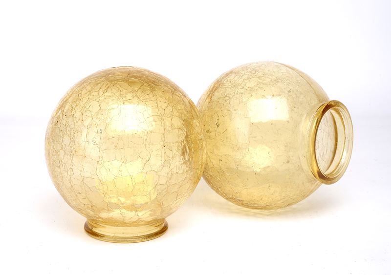 2 applique sferiche gialle in vetro cracklè