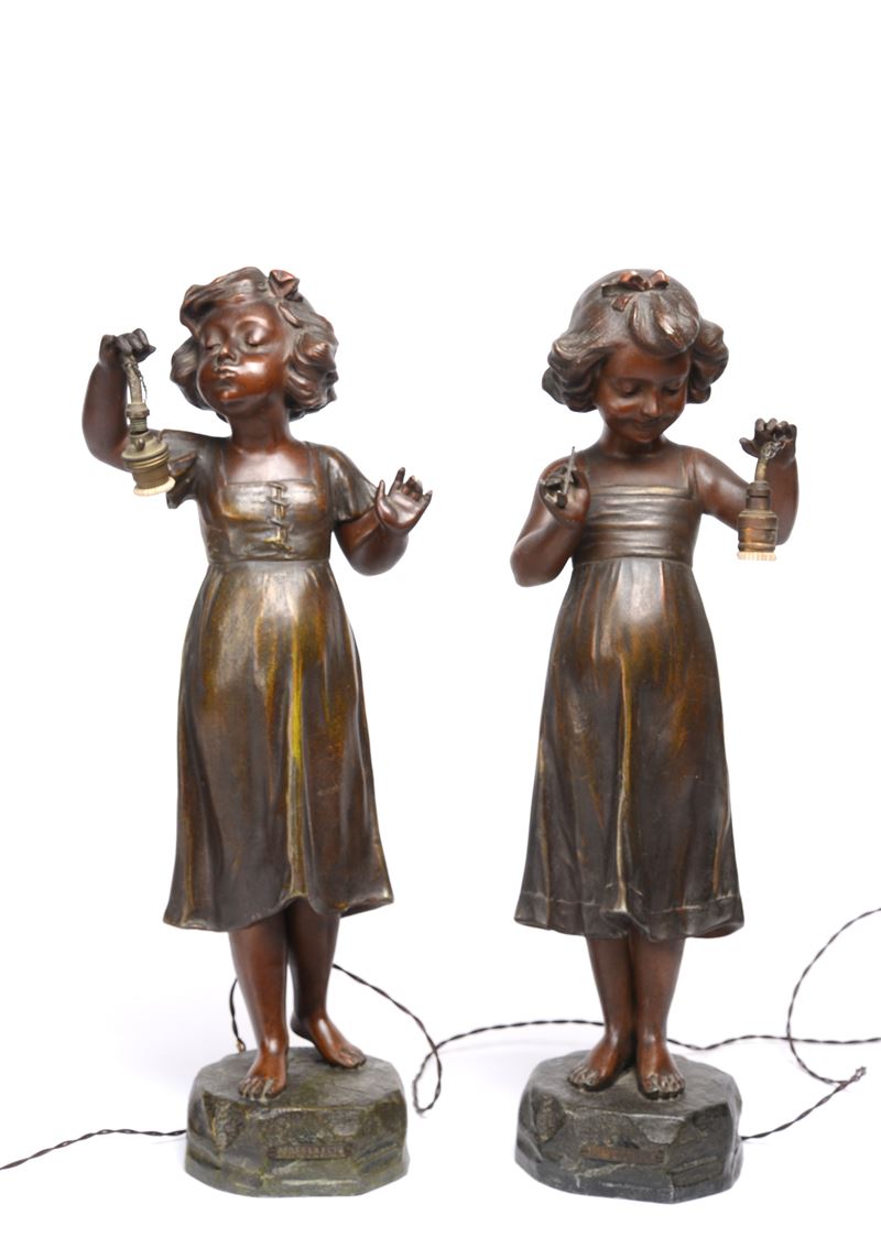 2 lampade scultura in latta (