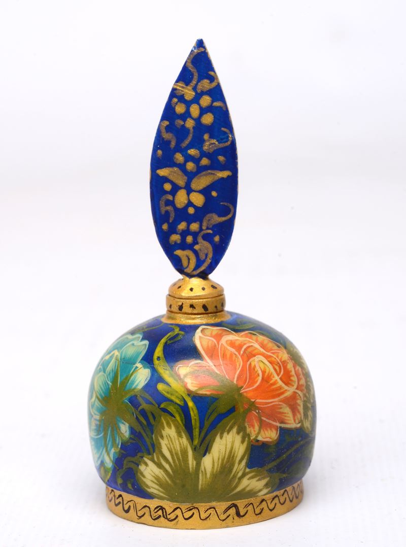 boccetta porta profumo in resina decorata a mano con motivi floreali