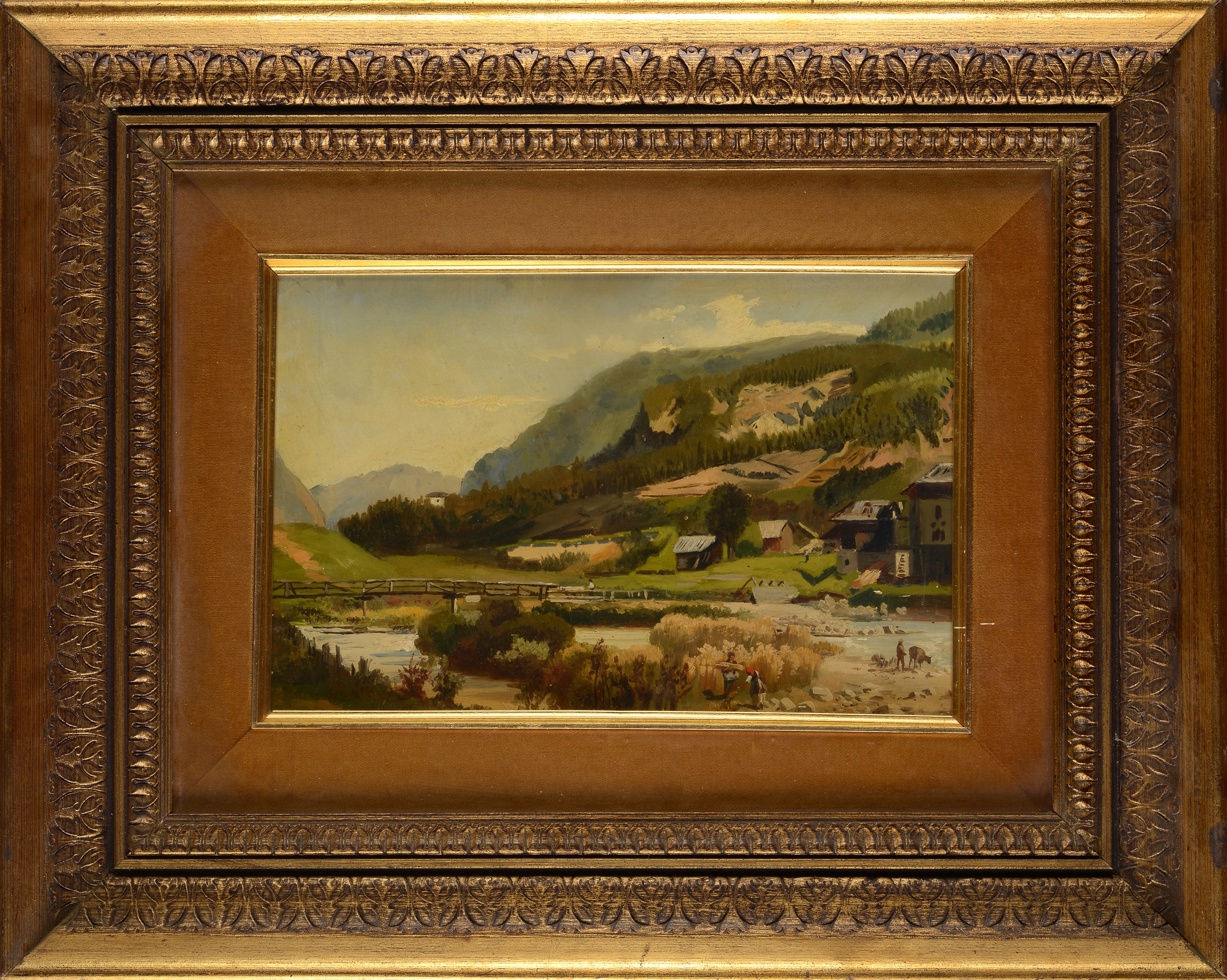 Anonimo, XX Sec. - Paesaggio con Ponte di Legno