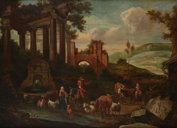 Anonimo, XX sec. - Pascolo tra le rovine