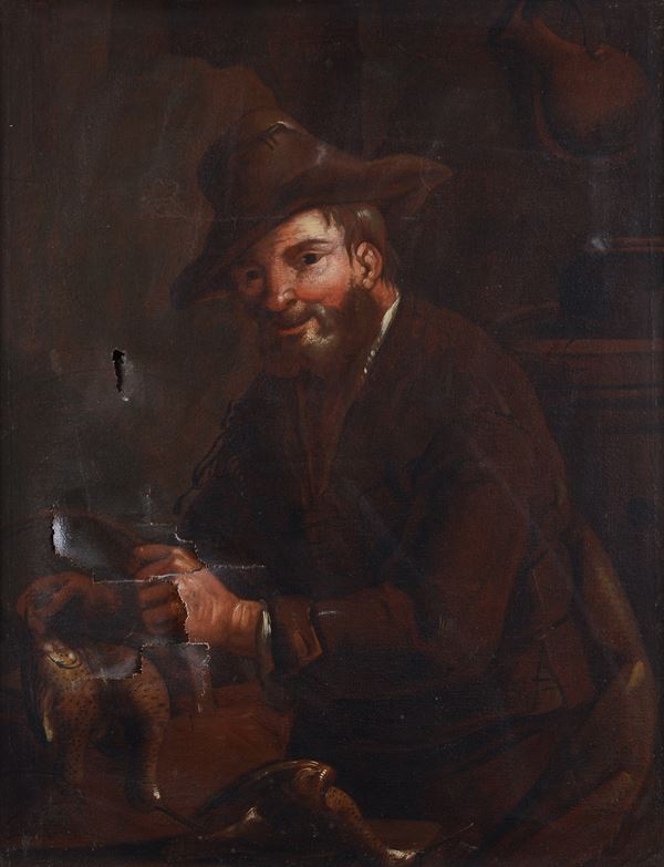 Anonimo, XVII - XVIII sec. -  Vecchio con cacciagione