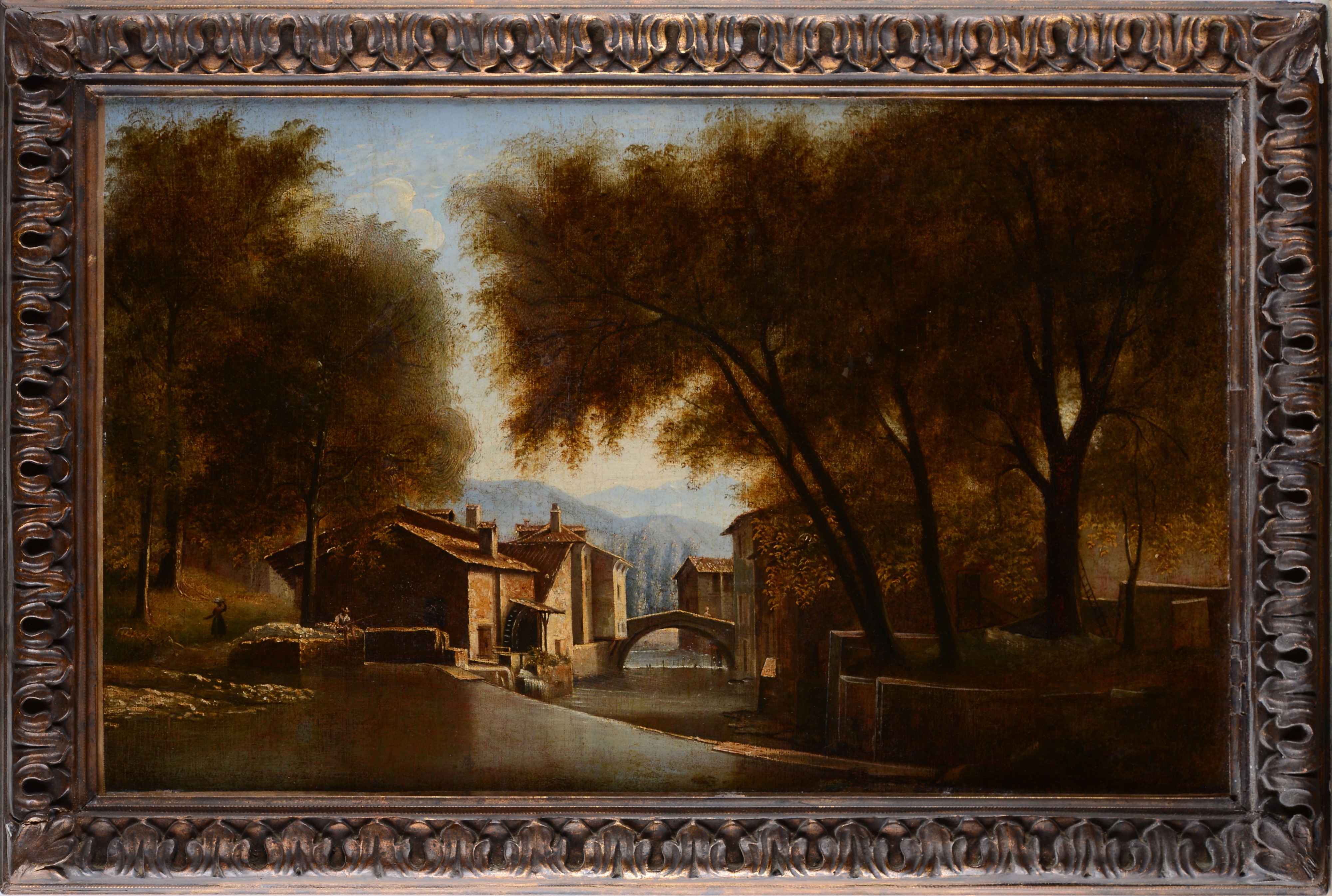 Paesaggio fluviale con ponte