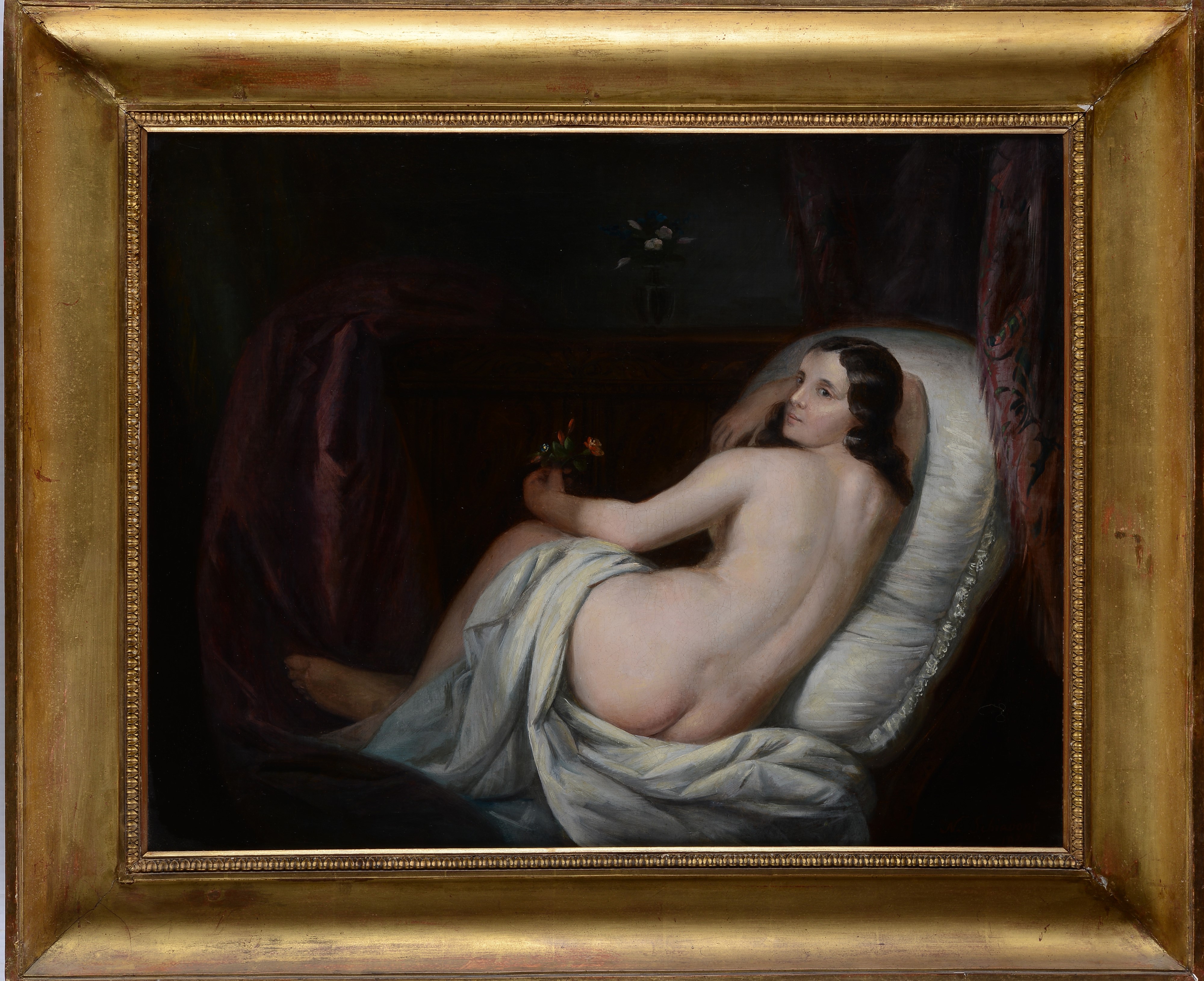 Nudo di schiena con fiori