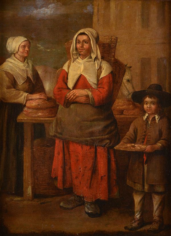 Scuola Olandese, XVIII - XIX sec. - Famiglia di fornai