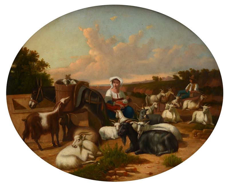 Pastorelli con capre e armenti