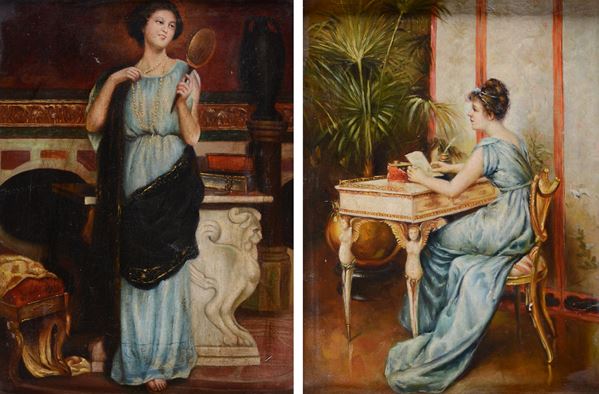 Anonimo, XIX - XX sec. - Due figure alla romana