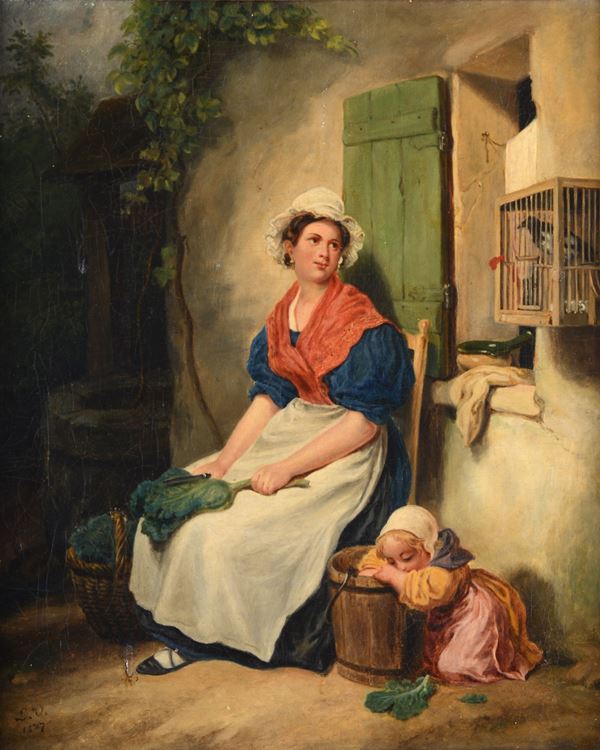 Anonimo, XIX sec. - Madre e figlia