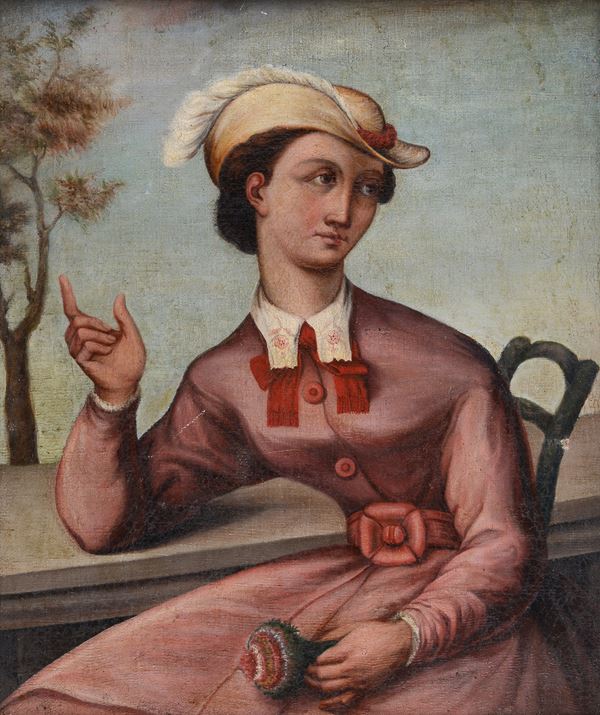 Anonimo, XIX sec. - Ritratto di Signora con cappello