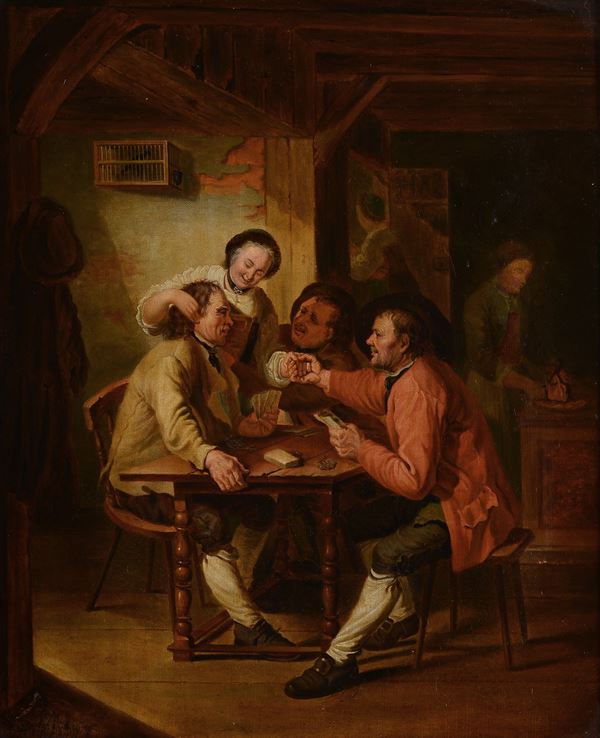 Scuola Fiamminga, inizi XIX sec. - Giocatori di carte