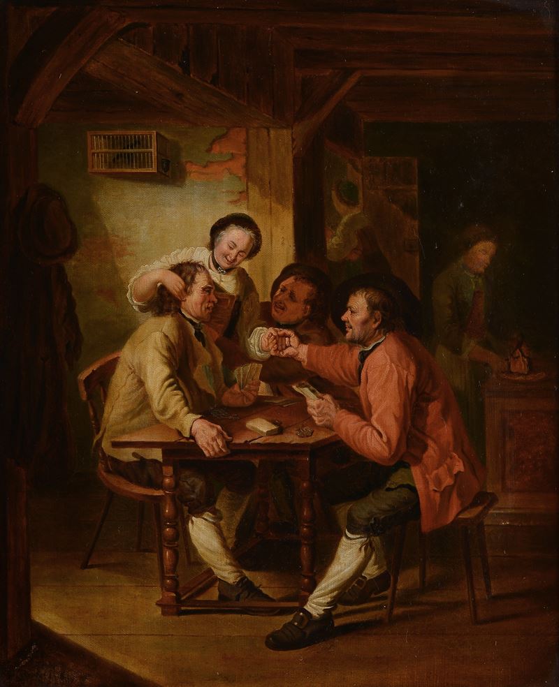 Scuola Fiamminga, Inizi XIX Sec. - Giocatori di Carte