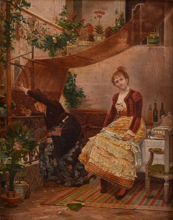 Anonimo, XIX sec. - Verrà? Perchè non viene? (da Jean-Georges Vibert)
