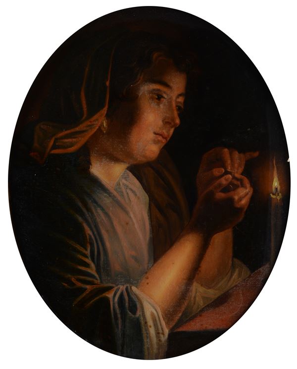 Anonimo, XIX sec. - Donna con candela