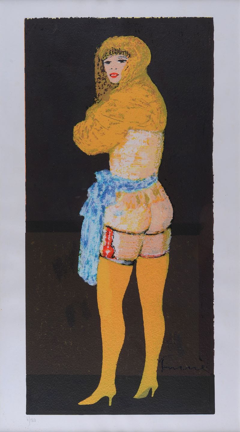 Donna in calze gialle