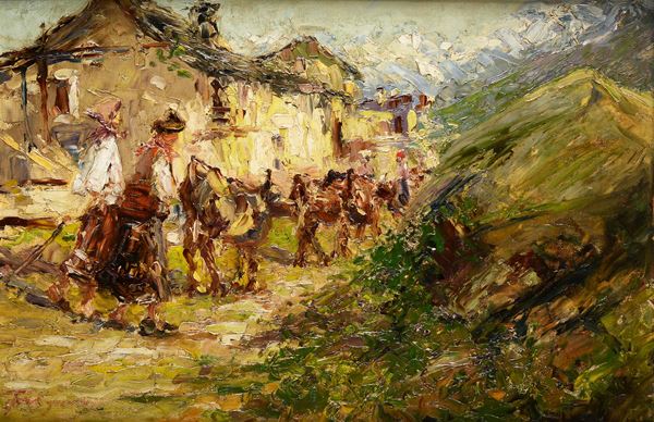 Luigi Frigerio - Paesaggio con armenti