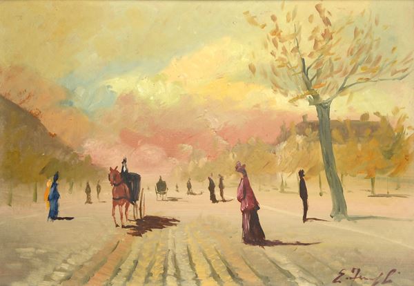 Ennio Formigli - Viale con carrozze