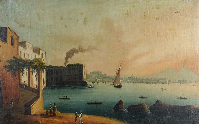 Anonimo, XIX Sec. - Veduta del Golfo di Napoli