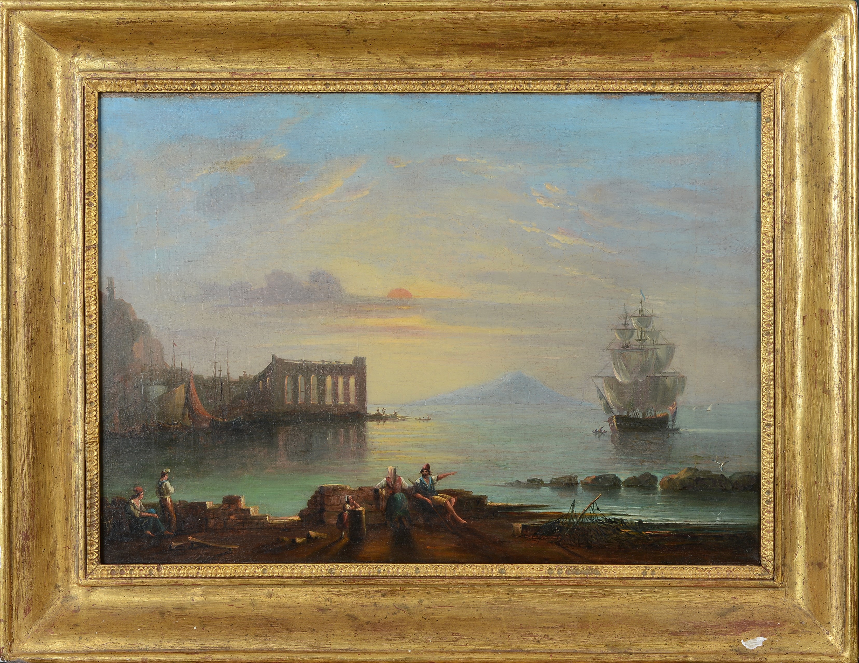 Anonimo, Inizi XIX Sec. - Veduta di Porto con Figure