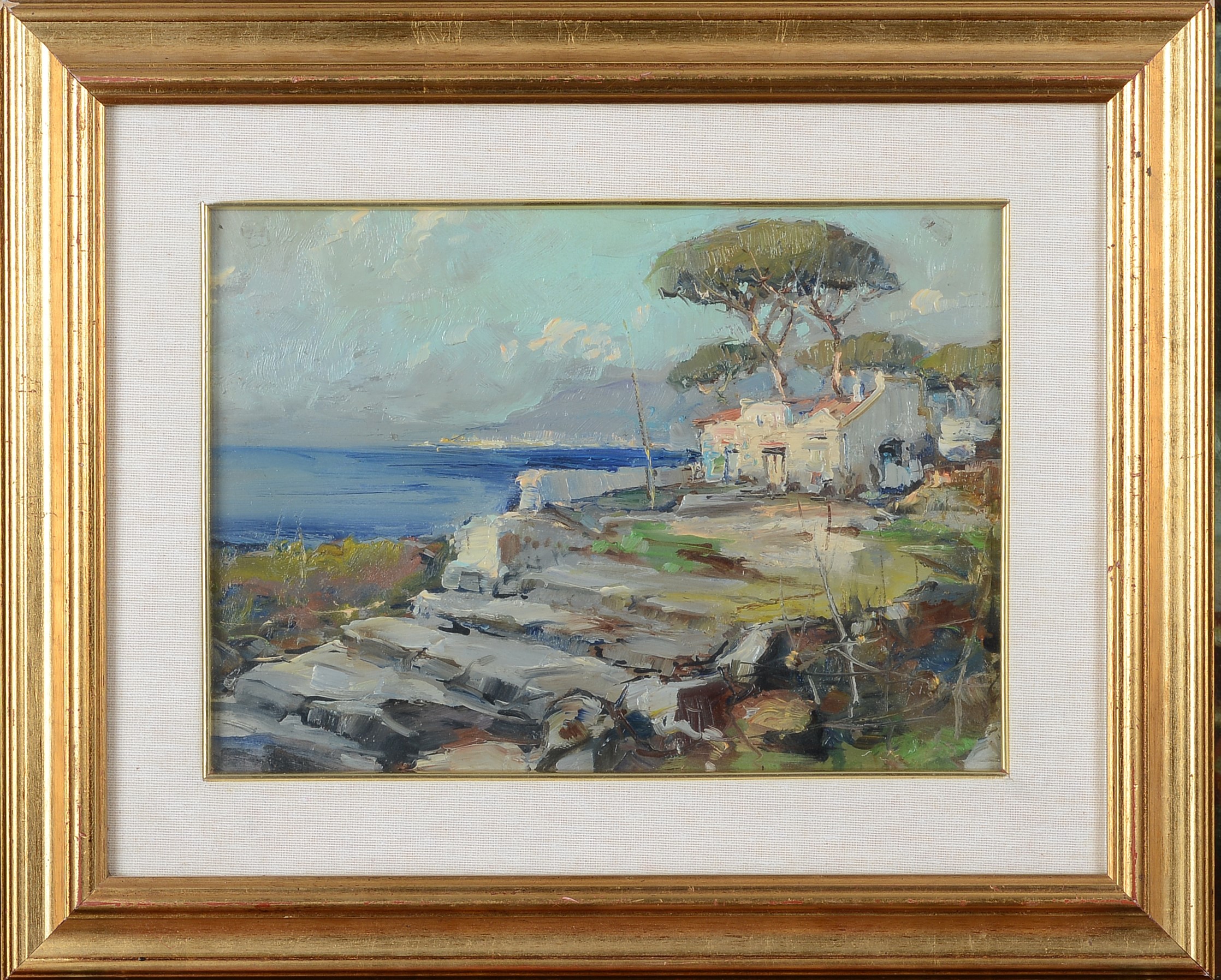 Veduta con marina e casolare