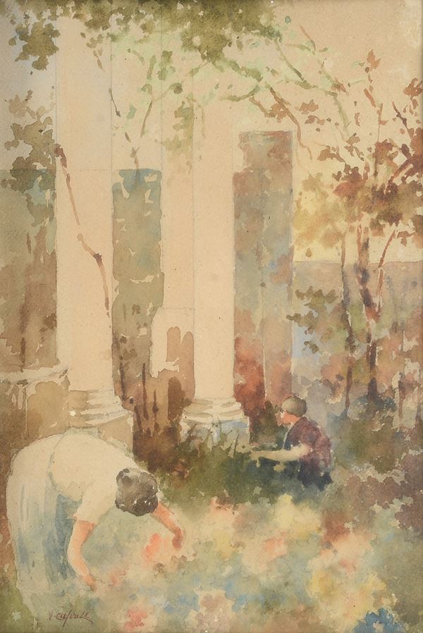 Attr. a Vincenzo Caprile - Figure e rovine
