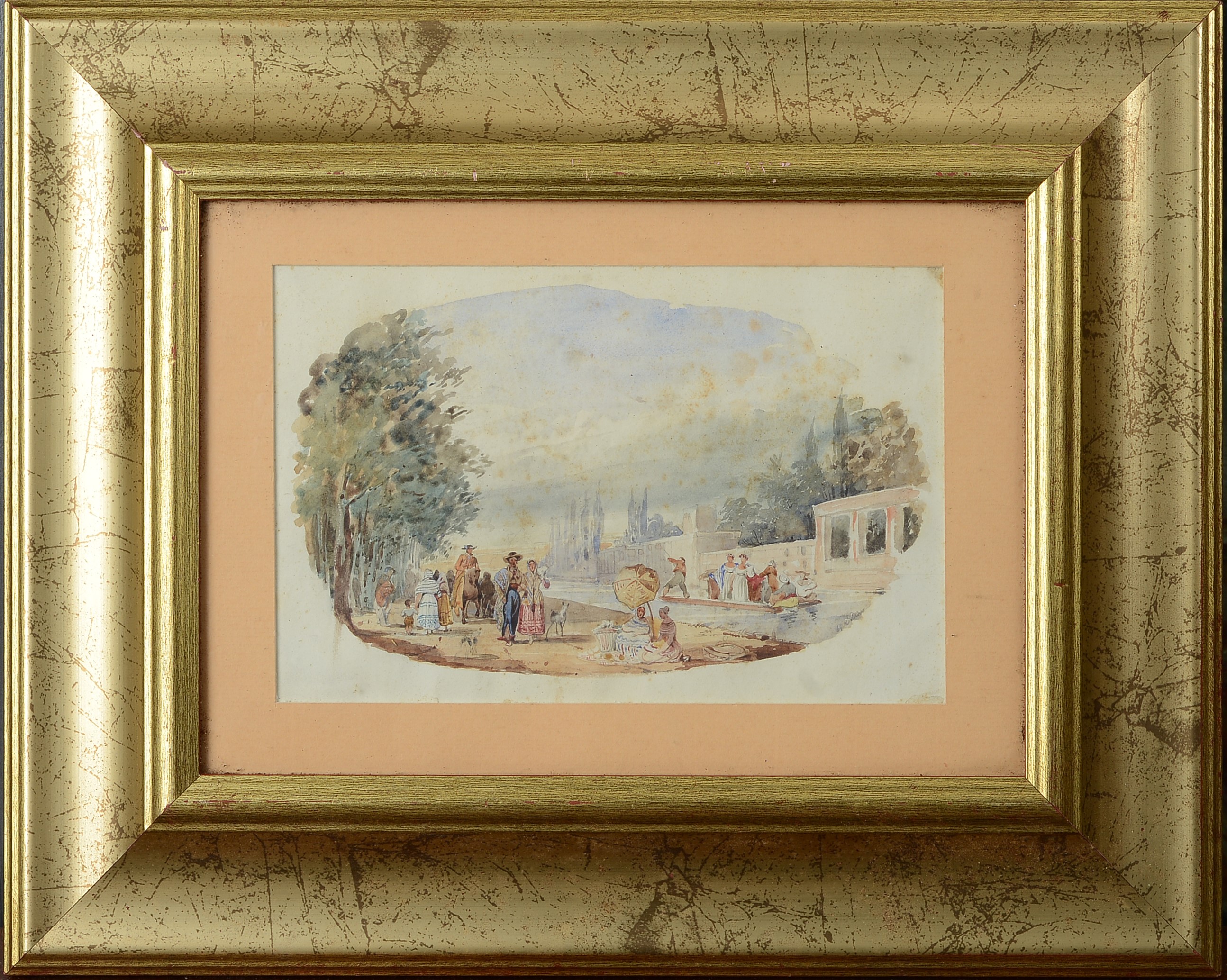 Anonimo, XIX Sec. - Giardino con Figure