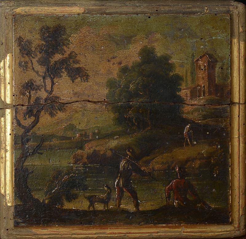 Anonimo, XVIII Sec. - Paesaggio e Figure