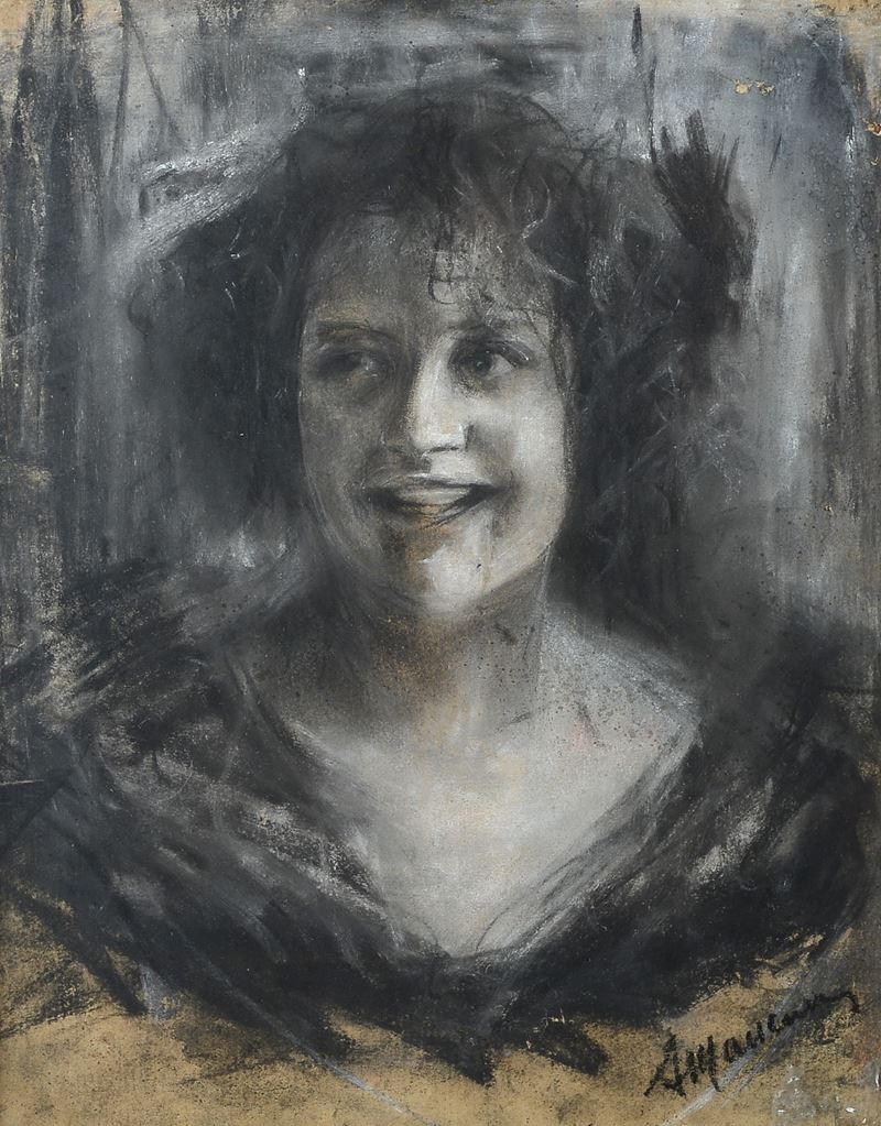 Attr. a Antonio Mancini - Ritratto Femminile