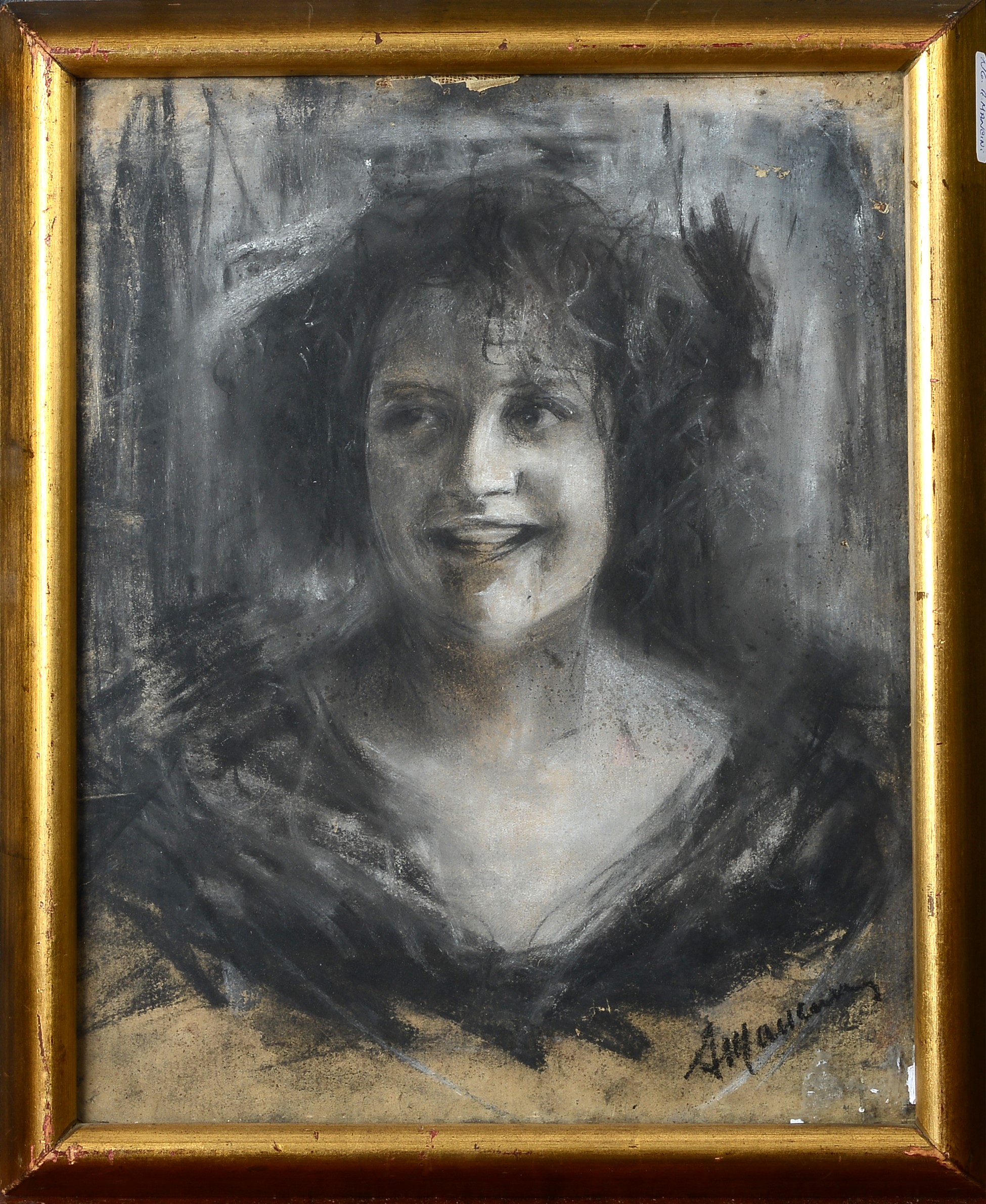 Attr. a Antonio Mancini - Ritratto Femminile