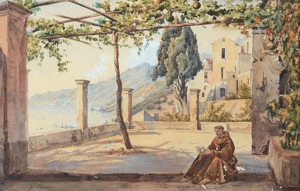 Giuseppe Carelli - Meditazione sotto il pergolato