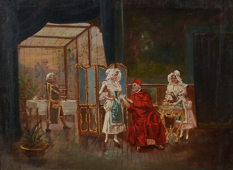 Jose Perez - Interno con Cardinale e Dame