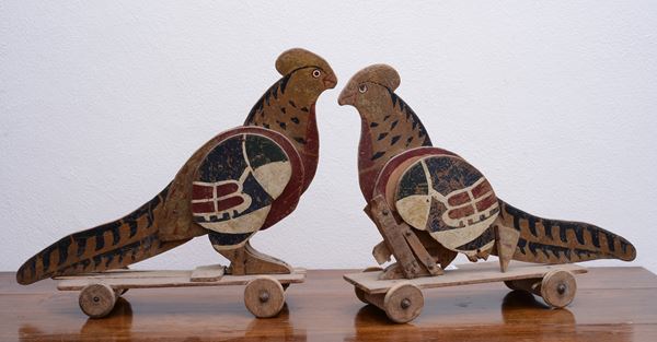 Coppia di sagome animate di fagiani