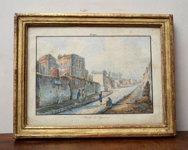 Anonimo, XIX sec. - Strada dei Sepolcri a Pompei