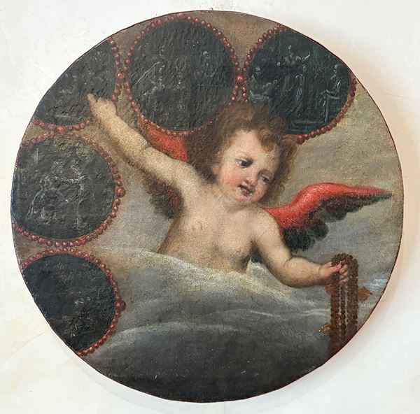 Scuola Toscana, XVII sec. - Putto con Rosario