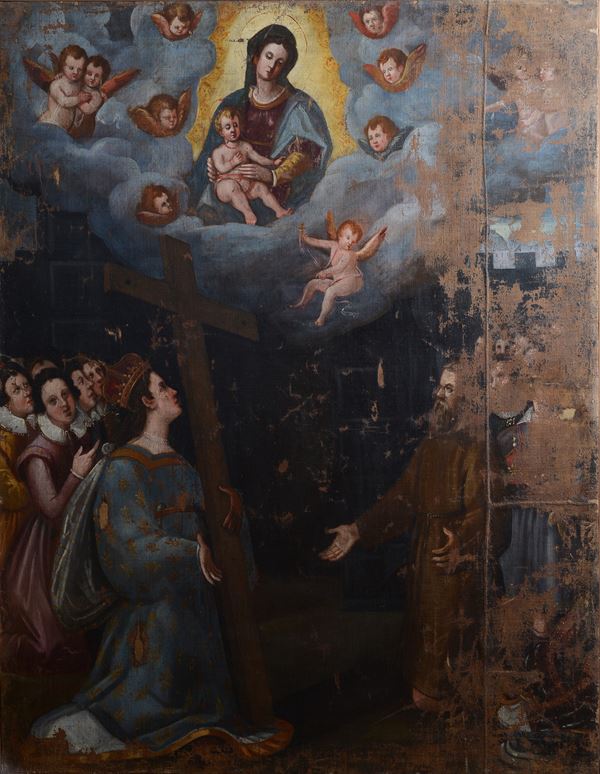 Scuola Fiorentina, XVII sec. - Apparizione della Vergine a santi