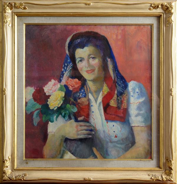 Eduardo Gordigiani - Donna con rose