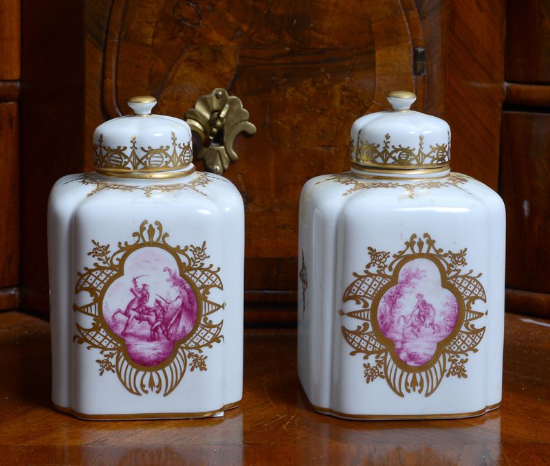 Coppia di Vasetti Rettangolari con Coperchio